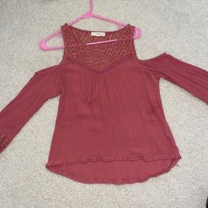 pink cold shoulder long sleeve